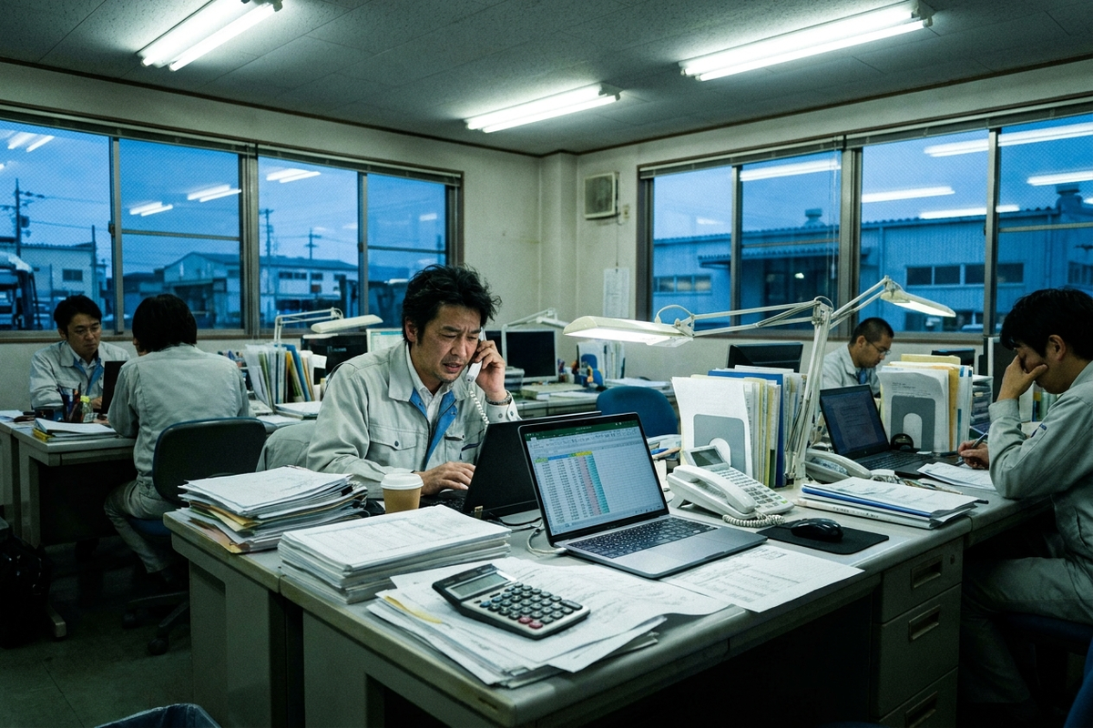 電話片手に計画を引き直す現場