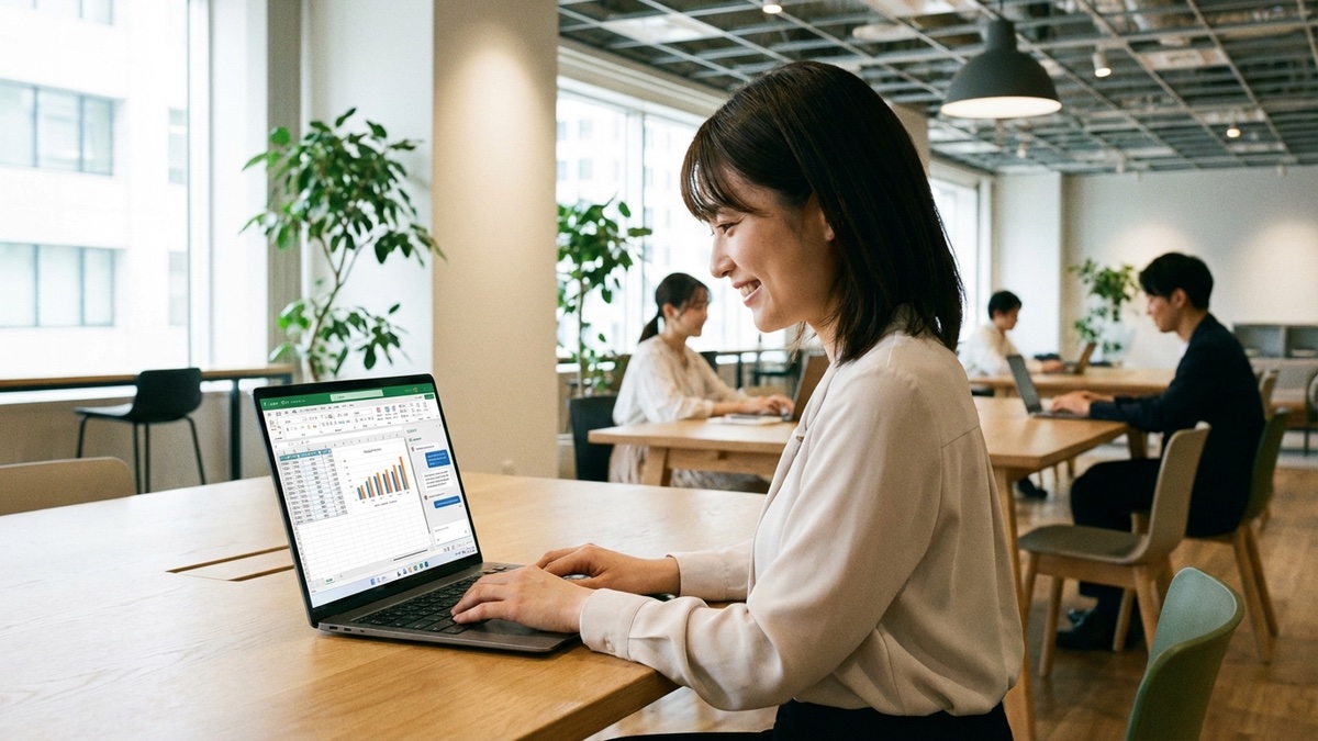 Copilot in Excelを使っている日本人女性