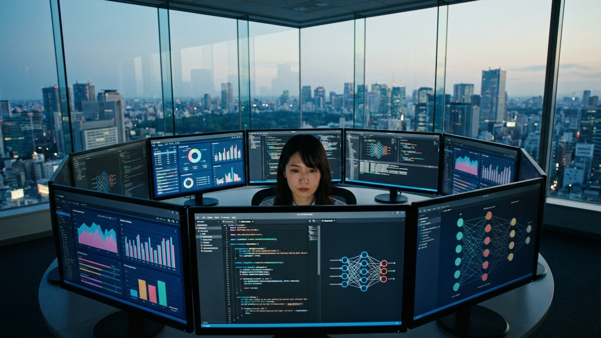 複数モニターでAIモデルを使い分ける開発者