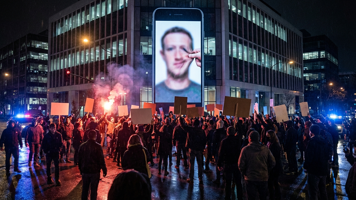 ディープフェイク問題に対する抗議活動のイメージ