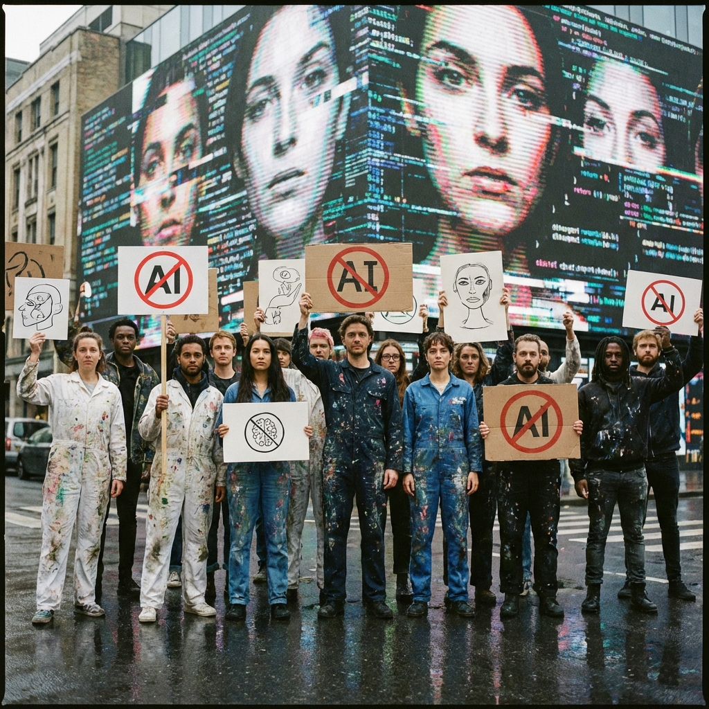 AI無断利用への抗議活動のイメージ