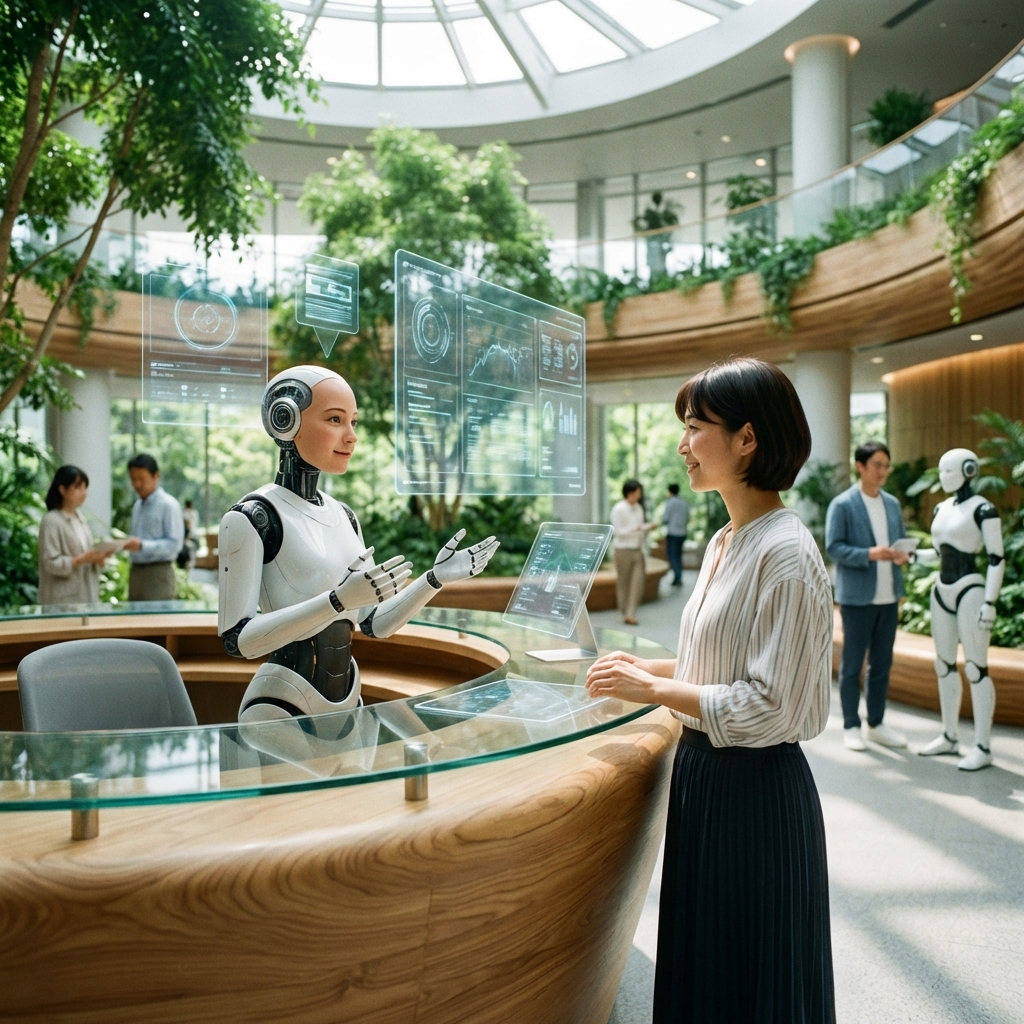 AIエージェントが行政窓口で市民対応する様子